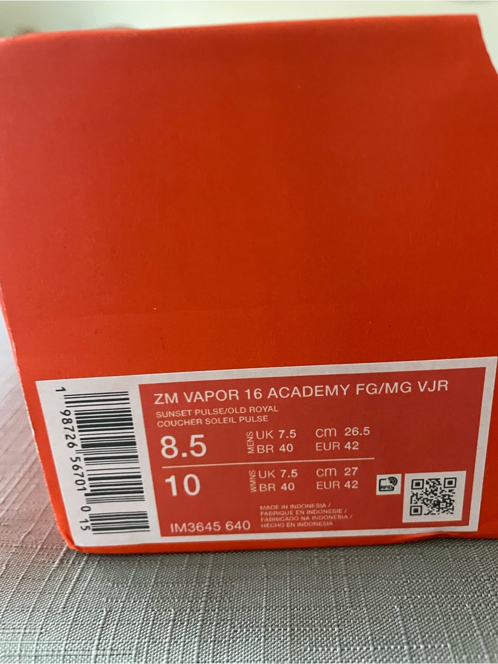 Nike Pink/Purple ZM VAPOR 16 ACADEMY Soccer Cleats W10/M8.5 NWOT - Picture 2 of 5